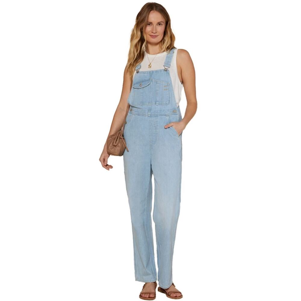 Outerknown Voyage Denim Overalls Medium Straight Leg Boho Utility Workwear